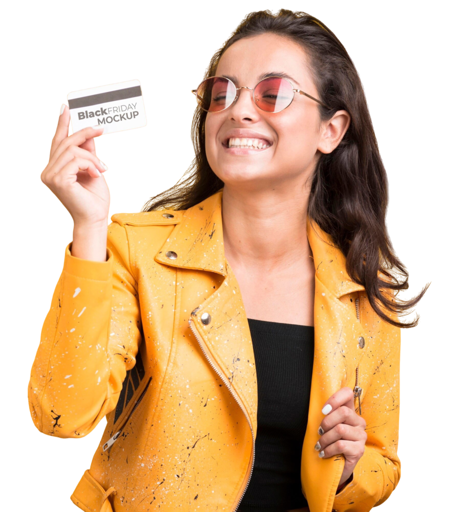 vista frontal mujer concepto viernes negro